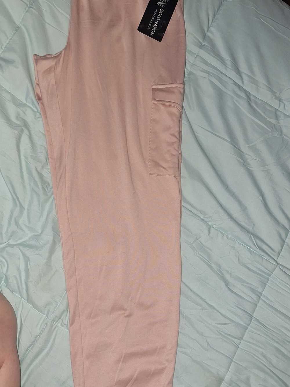 Soft Pink Cargo Jogger Pants with Side Pocket